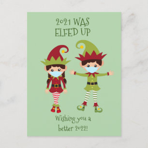 Cartes Pour Fêtes Annuelles Masque drôle de visage de Noël Elfed Up 2021