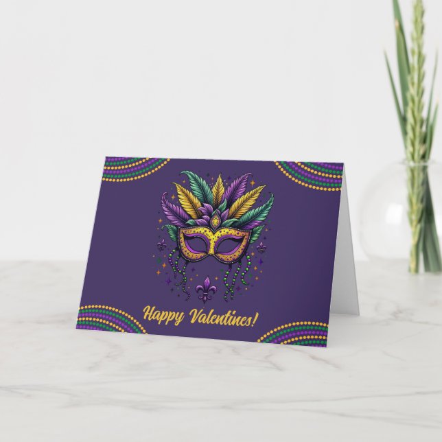 Cartes Pour Fêtes Annuelles Masque Mardi Gras Pour Valentines (Devant)