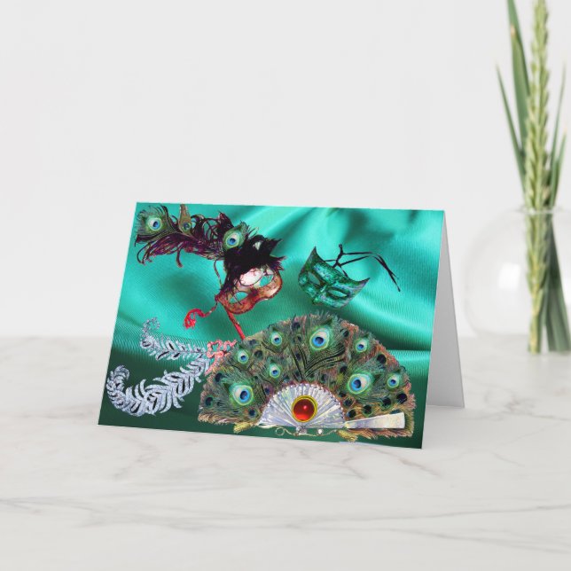 CARTES POUR FÊTES ANNUELLES MASQUERADE DE VALENTINE MASQUÉRADE ET PEACOCK (Devant)