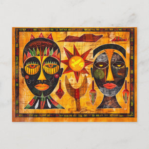 Cartes Pour Fêtes Annuelles Masques tribaux africains et peinture solaire