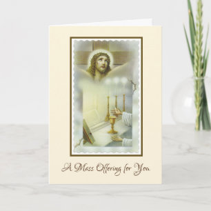 Cartes Pour Fêtes Annuelles Masse Crucifix Offrant Chalice Candles Prêtre