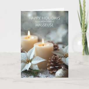 Cartes Pour Fêtes Annuelles Masseuse bougies de Noël et poinsettias blancs