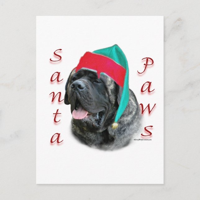Cartes Pour Fêtes Annuelles Mastiff (broche) Père Noël Paws (Devant)
