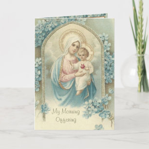 Cartes Pour Fêtes Annuelles Matin Catholique Offrant Prière Vierge Marie