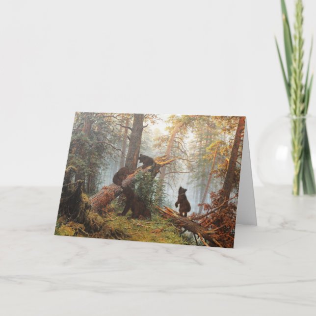 Cartes Pour Fêtes Annuelles Matin dans une pinède (Devant)