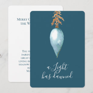 Cartes Pour Fêtes Annuelles Matthieu 4:16   Aquarelle bleue personnalisée Noël