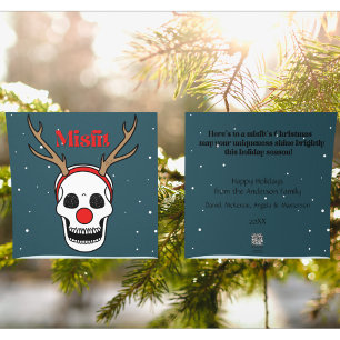 Cartes Pour Fêtes Annuelles Mauvais ajustement Red Nose Reindeer Crâne Noël