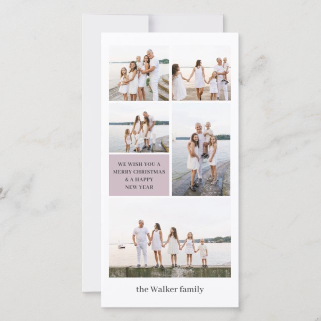 Cartes Pour Fêtes Annuelles Mauve Chic Moderne Neutre 5 Photo Élégant (Devant)