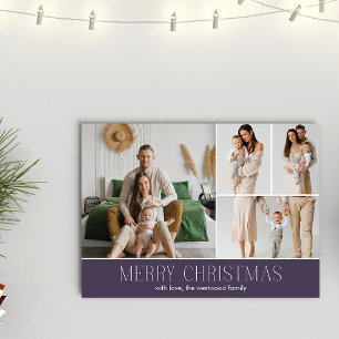 Cartes Pour Fêtes Annuelles MAUVE Christmas Elegant 4 Collage Message photo