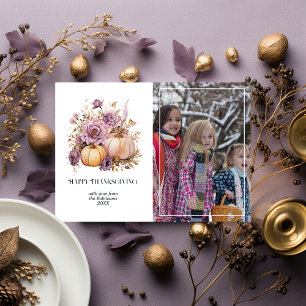 Cartes Pour Fêtes Annuelles Mauve et Gold Holly et Ivy Thanksgiving