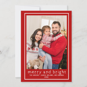 Cartes Pour Fêtes Annuelles May Days Be Merry & Bright Red Typography Photo