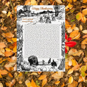 Cartes Pour Fêtes Annuelles Maze de cadre de voeux d'action de grâce   BROWN C