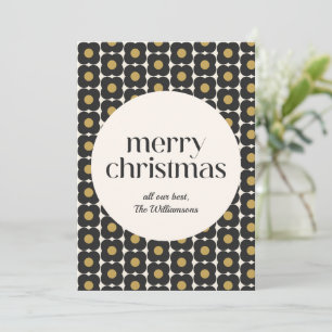 Cartes Pour Fêtes Annuelles MCM Fleur Rétro Noël Noir Or Personnalisé