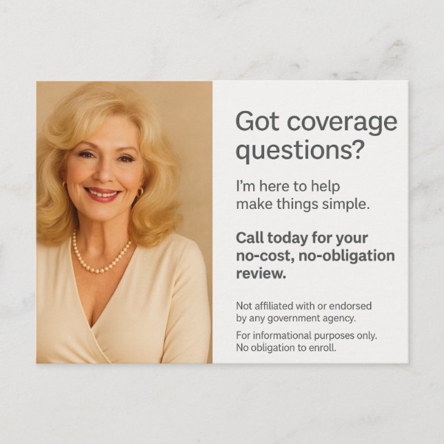 Cartes Pour Fêtes Annuelles Medicare Postcard – Elegant Southern Agent Design (Devant)