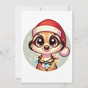 Cartes Pour Fêtes Annuelles Meerkat Merry Noël Animaux d'hiver Meerkats