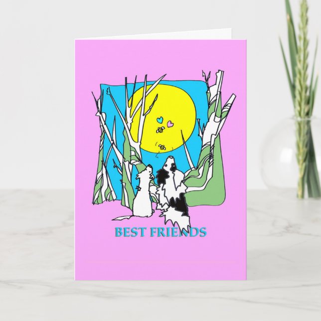Cartes Pour Fêtes Annuelles Meilleur Ami-Sur le rose (Devant)