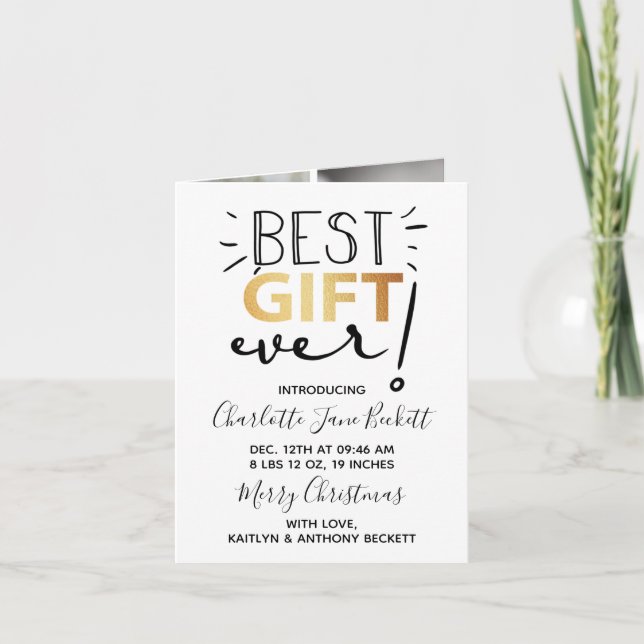 Cartes Pour Fêtes Annuelles Meilleur Cadeau Jamais ! | 6 Photo Naissance Noël (Devant)