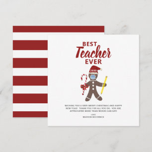 Cartes Pour Fêtes Annuelles Meilleur enseignant jamais Noël personnalisé