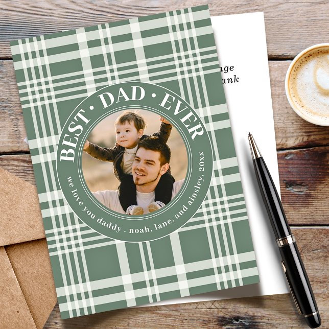 Cartes Pour Fêtes Annuelles Meilleur Papa Jamais Fête des pères Buffalo Plaid  (Créateur téléchargé)