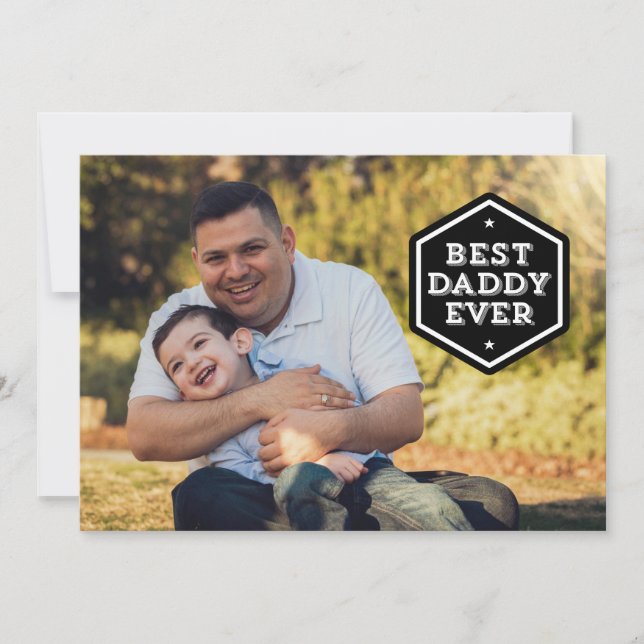 Cartes Pour Fêtes Annuelles Meilleur Papa Jamais Hexagon Superposer Photo (Devant)