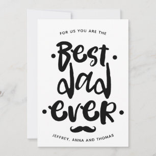 Cartes Pour Fêtes Annuelles Meilleur papa jamais noir Script Mustache Fête des