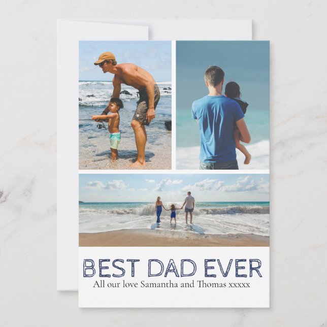 Cartes Pour Fêtes Annuelles Meilleur papa Jamais photo collage Cool texte (Devant)