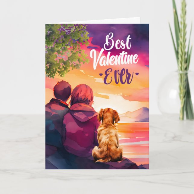 Cartes Pour Fêtes Annuelles Meilleur Valentine Ever Jeune couple et chien (Devant)