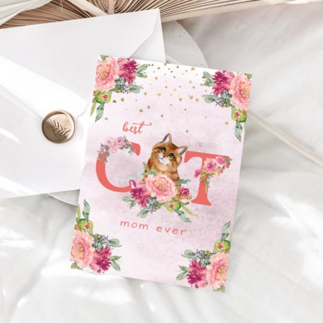 Cartes Pour Fêtes Annuelles Meilleure Maman Chat Illustration de Chaton Fête d (Créateur téléchargé)