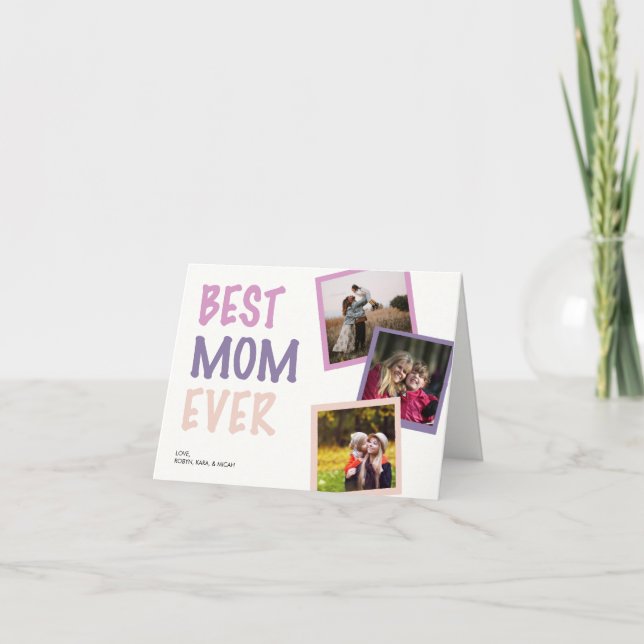 Cartes Pour Fêtes Annuelles Meilleure Maman Collage Photo Personnalisé Pastel (Devant)
