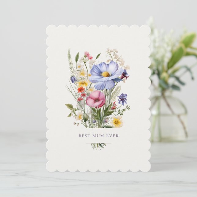 Cartes Pour Fêtes Annuelles Meilleure maman Ever Anglais Garden Bouquet Fête d (Debout devant)