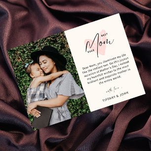 Cartes Pour Fêtes Annuelles Meilleure Maman Ever Script Rose Cœur Message Mign