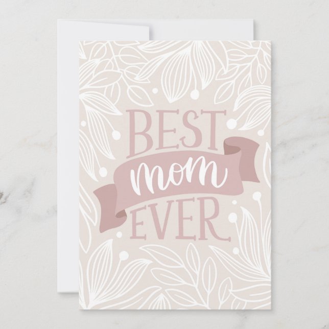 Cartes Pour Fêtes Annuelles Meilleure maman jamais. Fleurs roses lettrage mère (Devant)