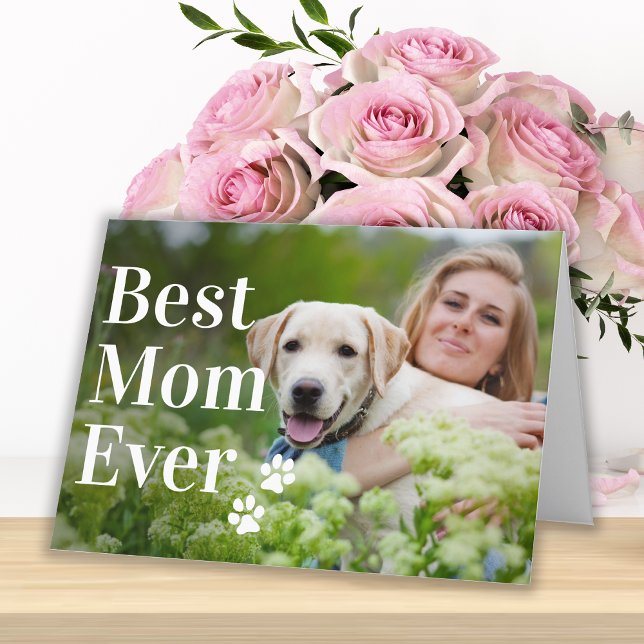 Cartes Pour Fêtes Annuelles Meilleure maman Jamais moderne Photo Chien personn (Créateur téléchargé)