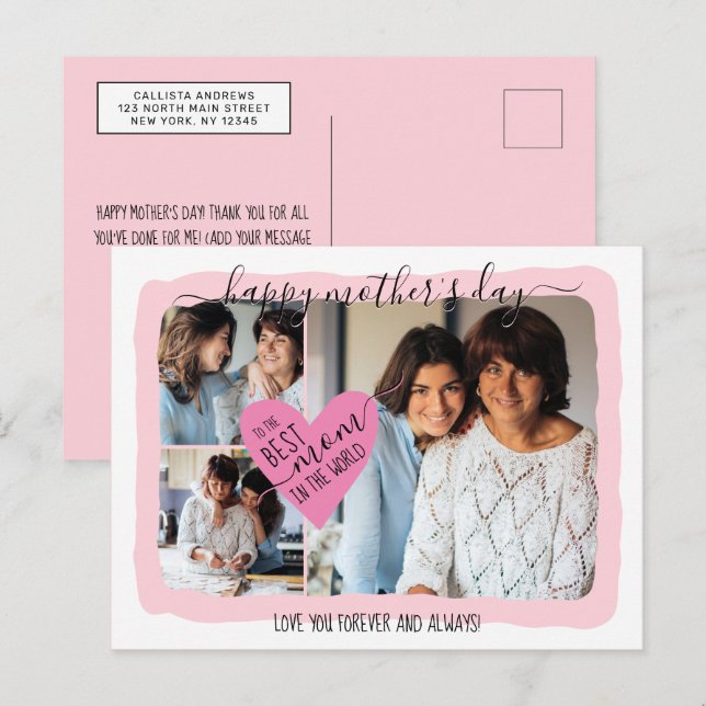 Cartes Pour Fêtes Annuelles Meilleure maman Jamais Photo Collage Fête des mère (Devant / Derrière)