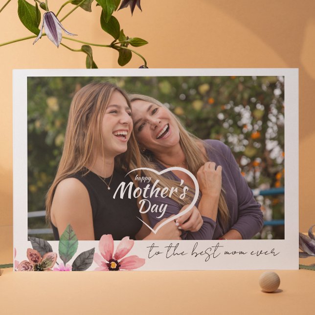 Cartes Pour Fêtes Annuelles Meilleure maman jamais Photo personnalisée texte B (Créateur téléchargé)