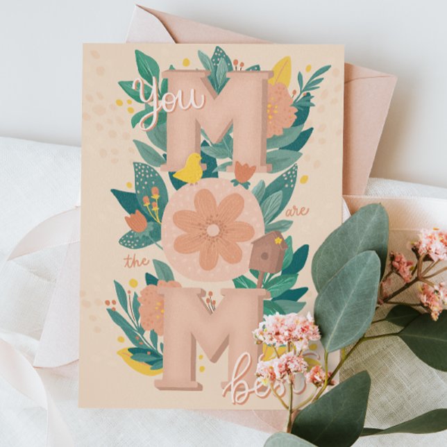 Cartes Pour Fêtes Annuelles Meilleure maman. Jardin fleuri mignon lettré mère  (Créateur téléchargé)