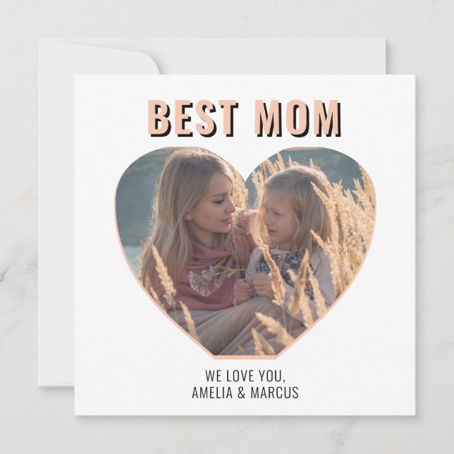 Cartes Pour Fêtes Annuelles Meilleure maman mignonne Coeur Photo Fête des Mère (Devant)