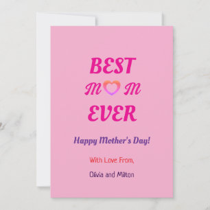 Cartes Pour Fêtes Annuelles Meilleure Maman Simple Cœur Rose Fête des Mères