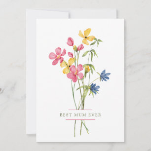Cartes Pour Fêtes Annuelles Meilleure mère toujours Fleur sauvage Bouquet Fête