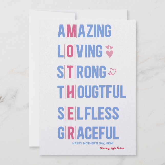 Cartes Pour Fêtes Annuelles Meilleures qualités de maman pour une meilleure ca (Devant)