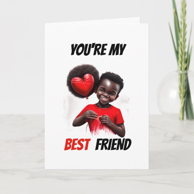 Cartes Pour Fêtes Annuelles Meilleurs amis melanin petit garçon Valentines bff (Devant)