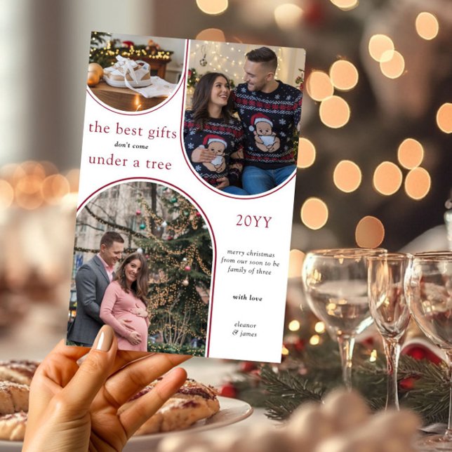Cartes Pour Fêtes Annuelles Meilleurs Cadeaux 3 Arc Photo Moderne Grossesse de (Best Gifts Photo Collage Christmas Card Pregnancy Announcement by Darling & May)