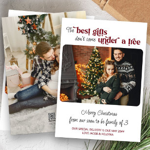 Cartes Pour Fêtes Annuelles Meilleurs Cadeaux Famille de 3 Deux Photo Grossess