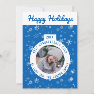 Cartes Pour Fêtes Annuelles Meilleurs grands-parents Blue Snowflake Ball Photo