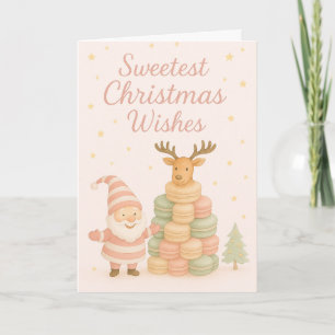 Cartes Pour Fêtes Annuelles Meilleurs Vœux de Noël Santa & Macarons