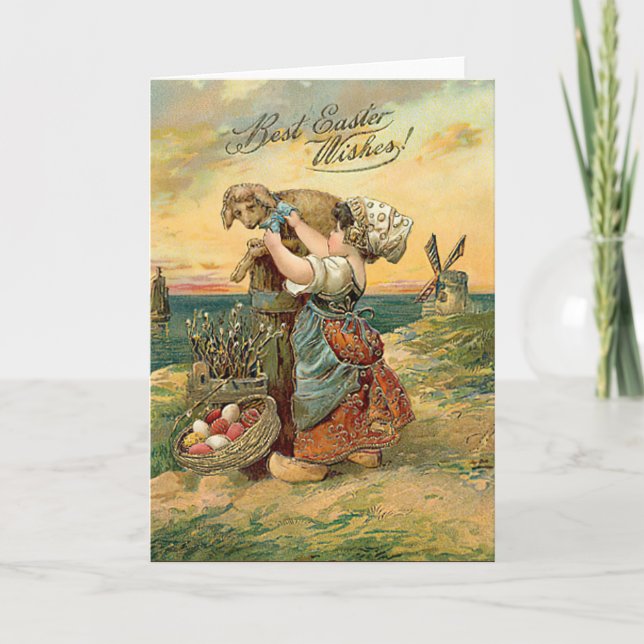 Cartes Pour Fêtes Annuelles Meilleurs voeux de Pâques fille hollandaise (Devant)