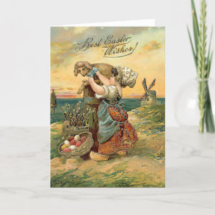 Cartes Pour Fêtes Annuelles Meilleurs voeux de Pâques fille hollandaise