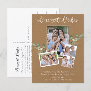 Cartes Pour Fêtes Annuelles Meilleurs Vœux Kraft Eucalyptus Collage Photo