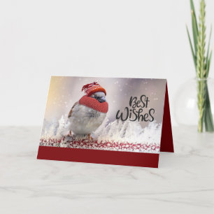 Cartes Pour Fêtes Annuelles Meilleurs voeux moineau avec le casquette