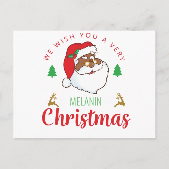 Cartes Pour Fêtes Annuelles Melanin Noël afrocentré Père Noël (Devant)